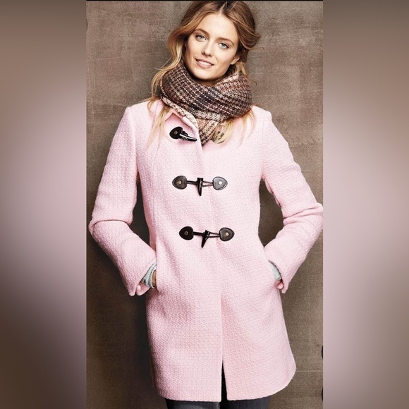 Lands' End Jackets & Blazers - Lands End Wool Blend Basketweave Toggle Pink Coat Feminine Cottagecore Size 10